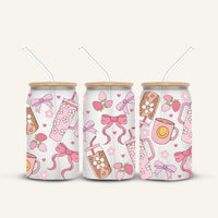 Pink Tumbler & Bows Glass Cup