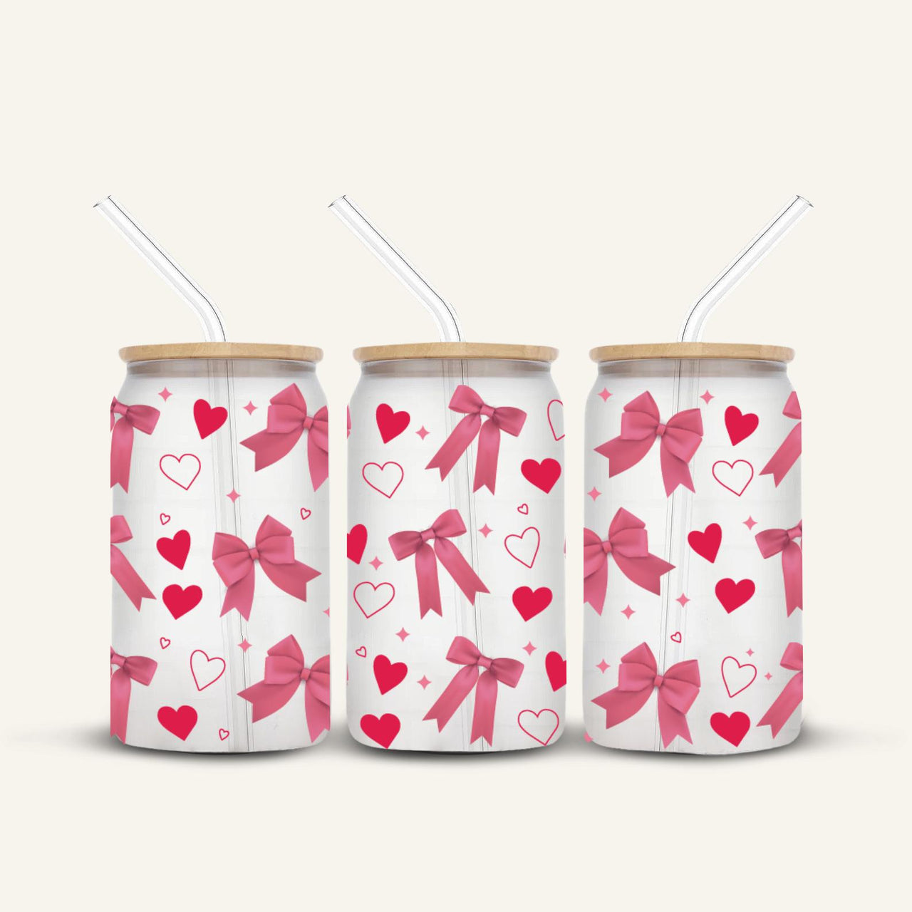 Pink Bows Glass Cup #1