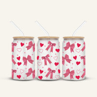 Pink Bows Glass Cup #1