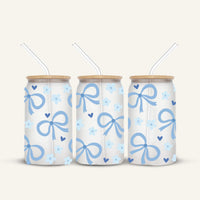 Blue Bows Glass Cup