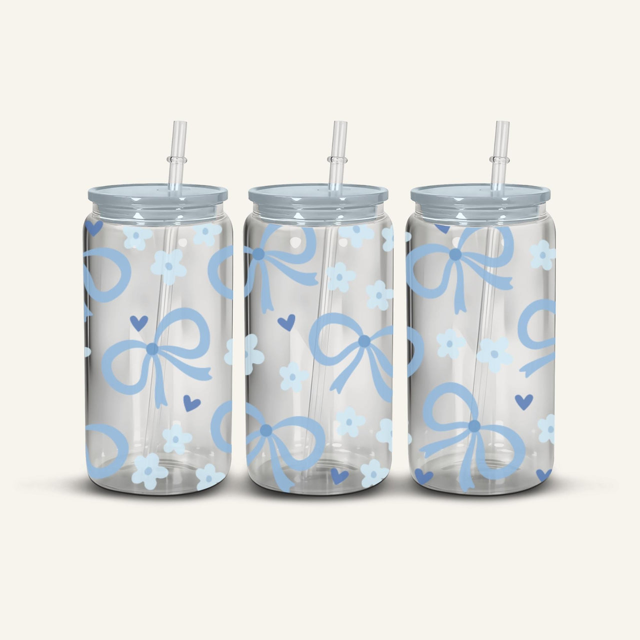 Blue Bows Snowglobe Cup