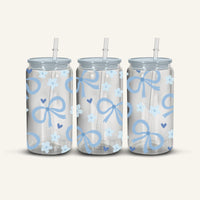 Blue Bows Snowglobe Cup