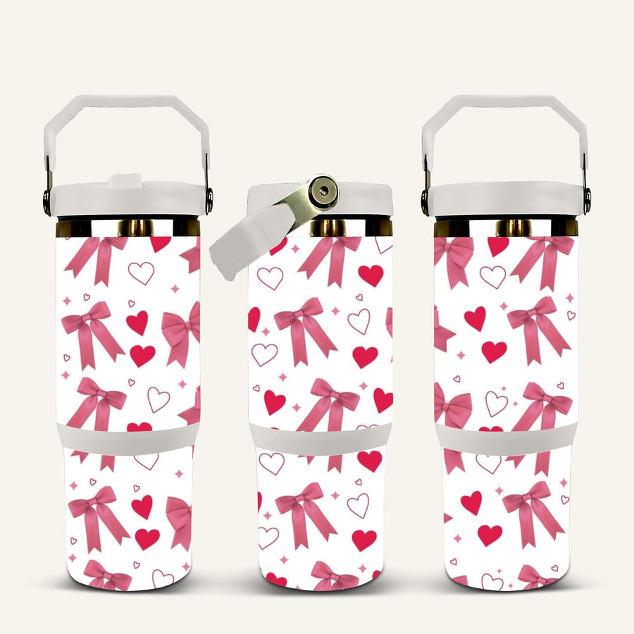 Pink Bows Tumbler with Flip Straw