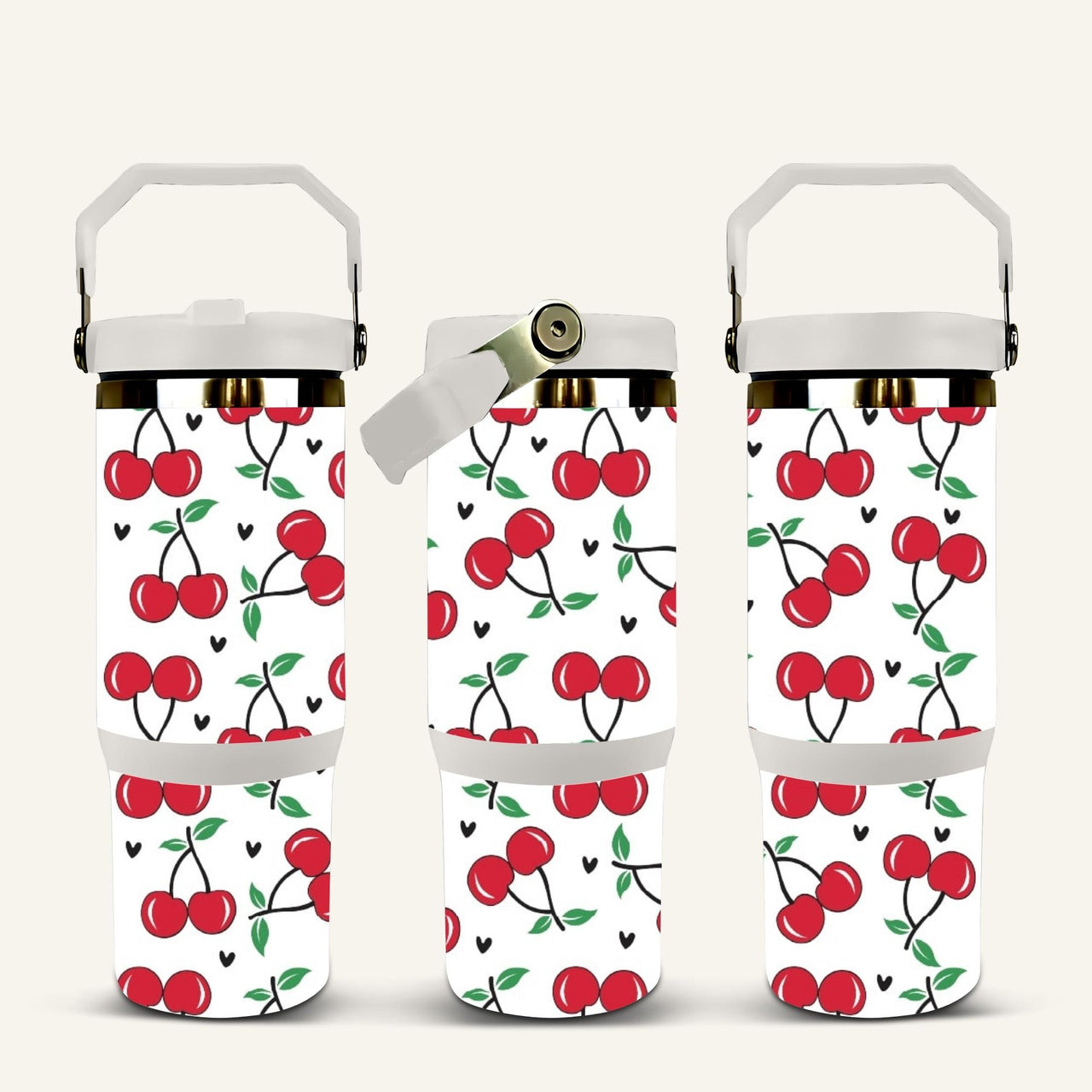 Cherries Tumbler with Flip Straw