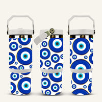 Blue Evil Eye Tumbler with Flip Straw