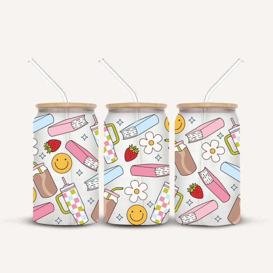 Books & Coffee Glass Cup