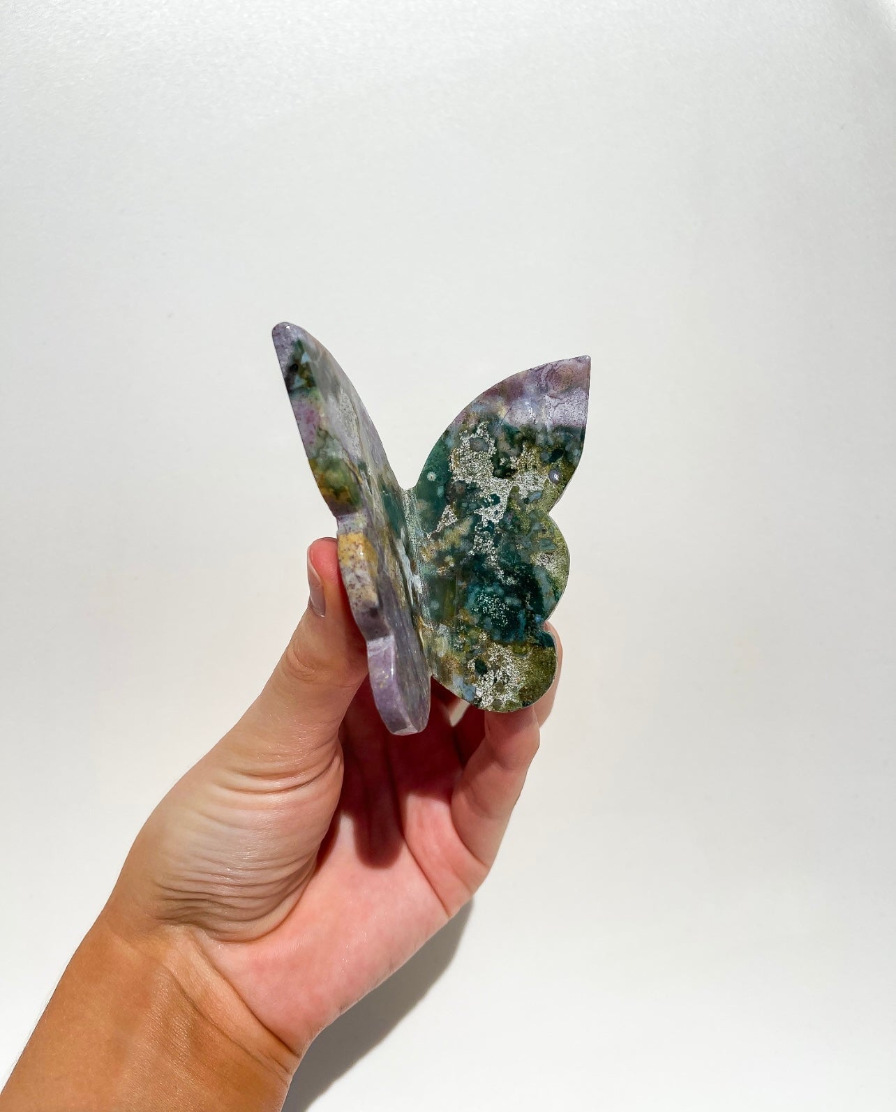 Ocean Jasper Self-Standing Butterfly #1 Halo Quartz 