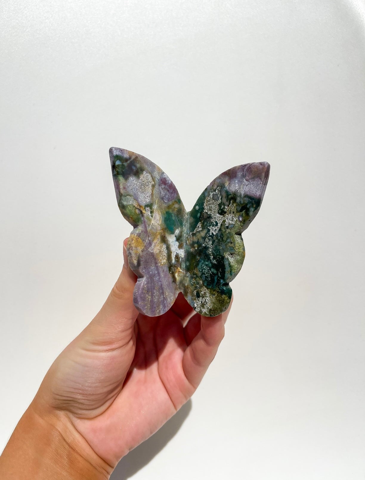 Ocean Jasper Self-Standing Butterfly #1 Halo Quartz 