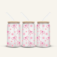 Pink Bows Glass Cup #3