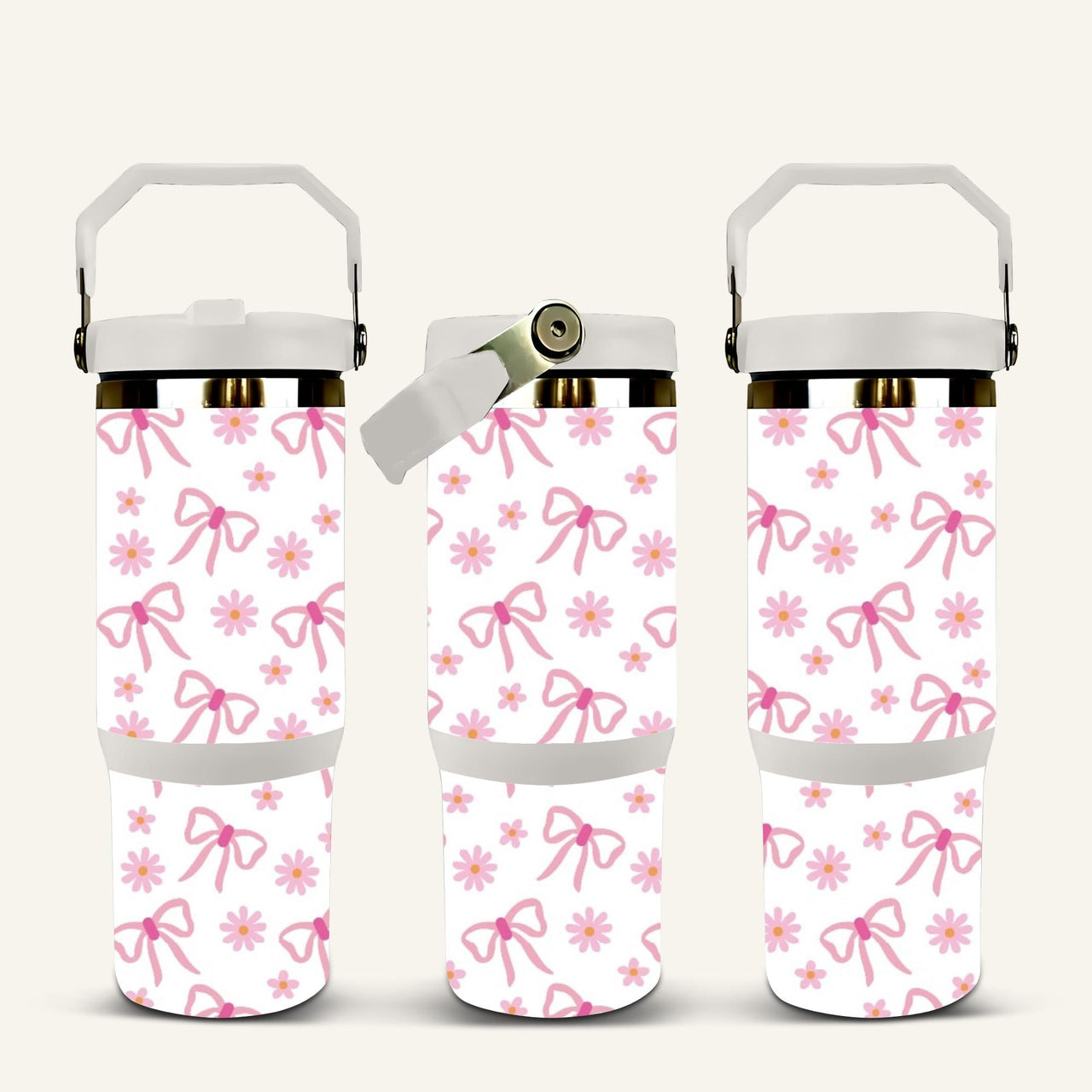 Pink Bows Tumbler with Flip Straw #3