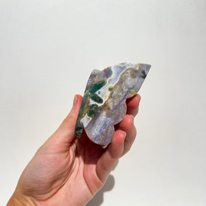 Ocean Jasper Self-Standing Butterfly #1 Halo Quartz 