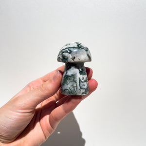 Moss Agate Mushroom #8 Halo Quartz 