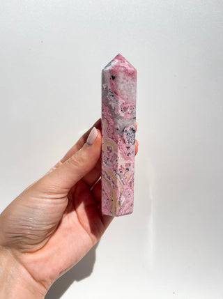 Rhodonite Tower #4 Halo Quartz 