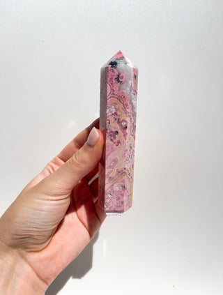 Rhodonite Tower #4 Halo Quartz 