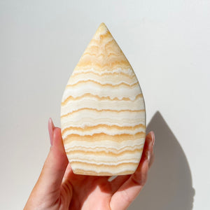 Orange Calcite Tear Drop #1 Halo Quartz 
