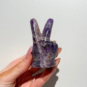 Amethyst Peace Sign Finger Halo Quartz 
