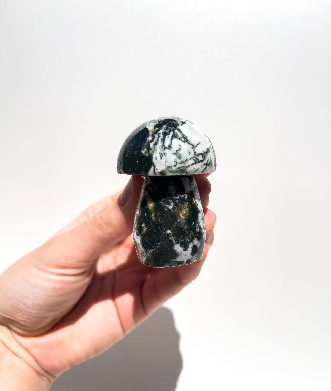 Moss Agate Mushroom #3 Halo Quartz 