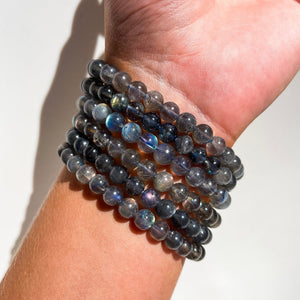 Labradorite Bead Bracelet Halo Quartz 