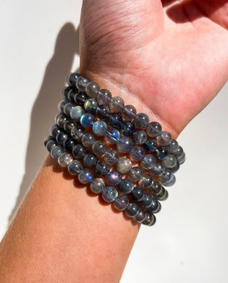 Labradorite Bead Bracelet Halo Quartz 