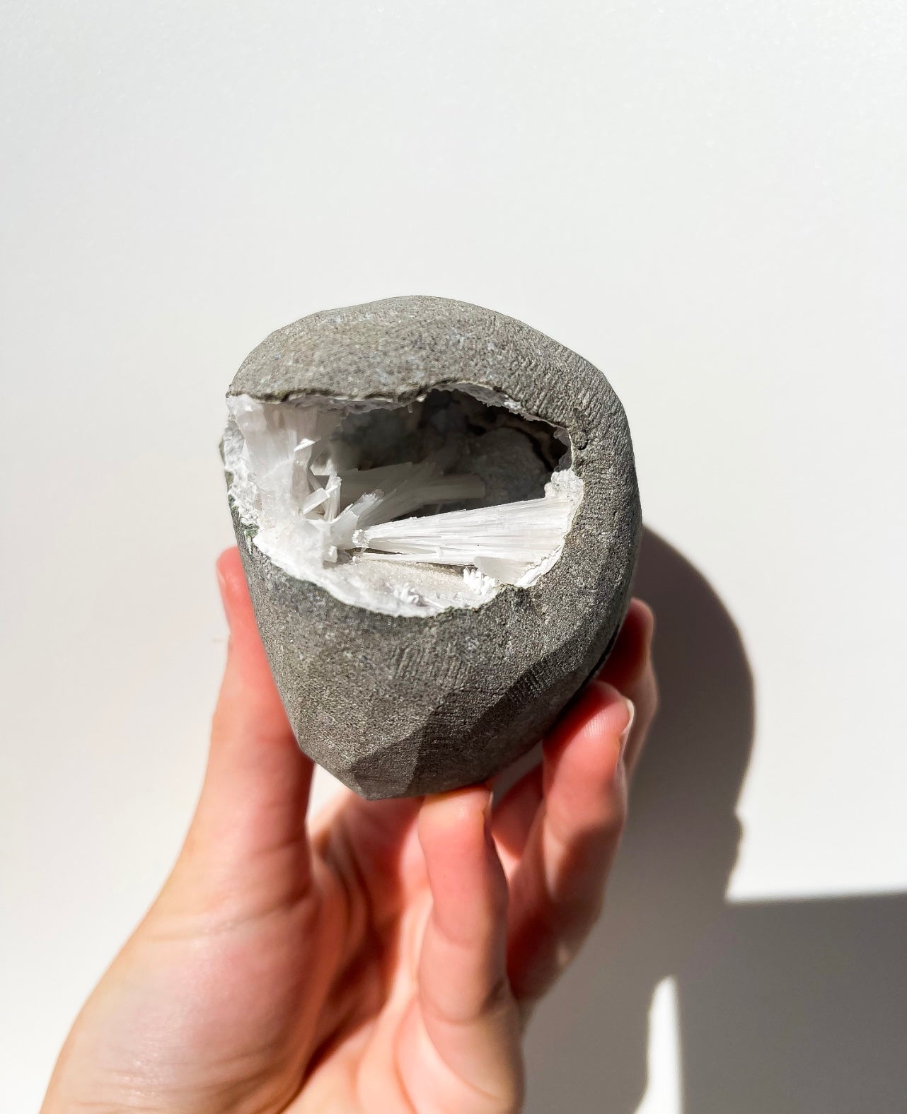 Scolecite Geode #7 Halo Quartz 