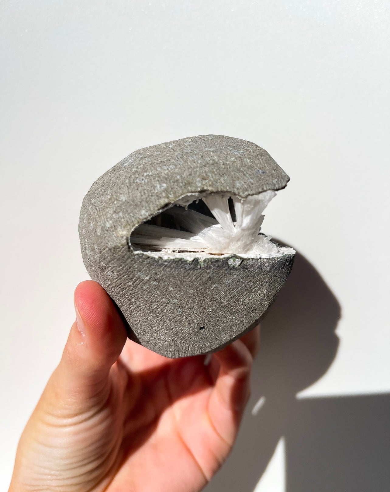 Scolecite Geode #7 Halo Quartz 