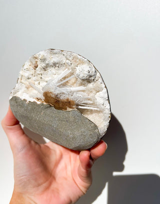 Scolecite Geode #9 Halo Quartz 
