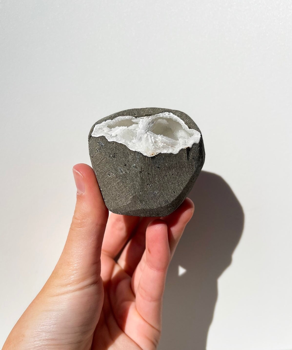 Scolecite Geode #27 Halo Quartz 