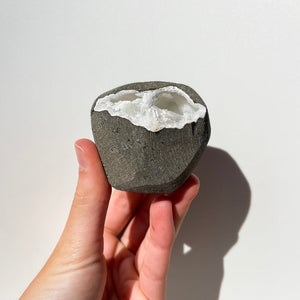 Scolecite Geode #27 Halo Quartz 