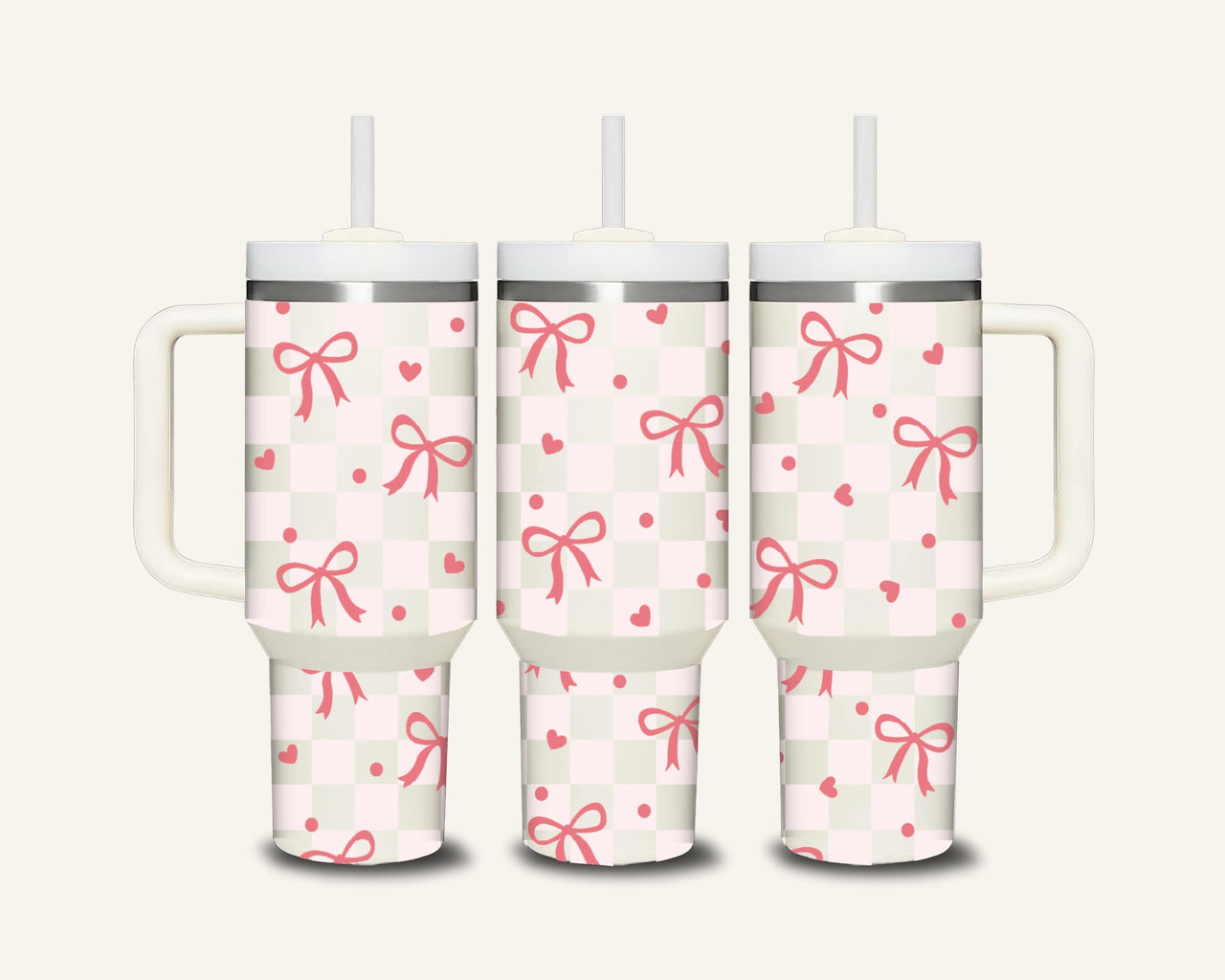 Pink Bows Tumbler with Side Handle #2