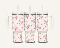 Pink Bows Tumbler with Side Handle #2
