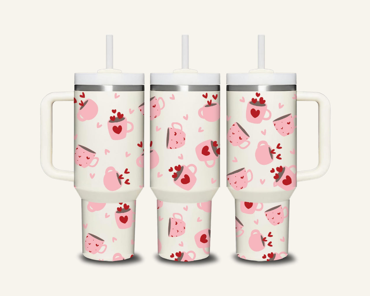 Pink Coffee Tumbler with Side Handle