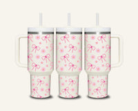 Pink Bows Tumbler with Side Handle #3