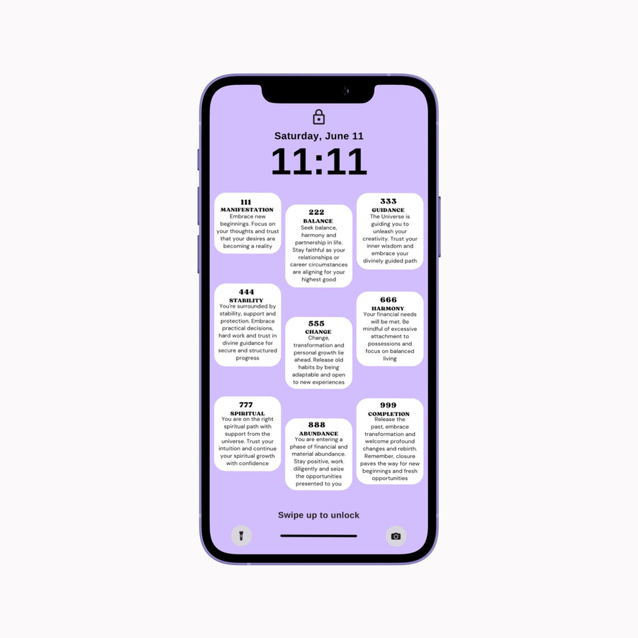 Angel Numbers Phone Wallpaper (Purple) - Digital Download Halo Quartz 