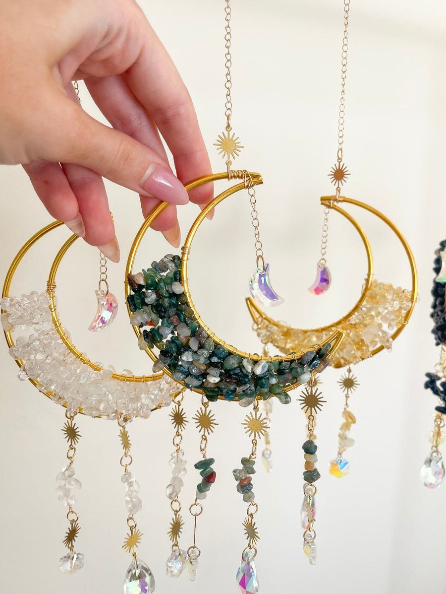 Sun Catcher Halo Quartz Moss Agate PREORDER DISPATCH 31/10 OR SOONER 