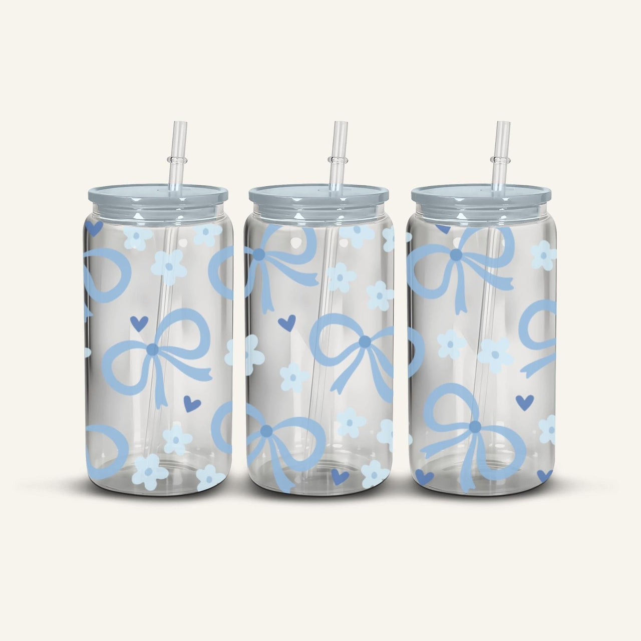 Blue Bows Snowglobe Cup