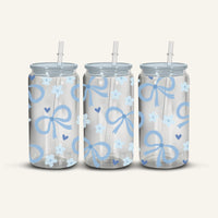 Blue Bows Snowglobe Cup