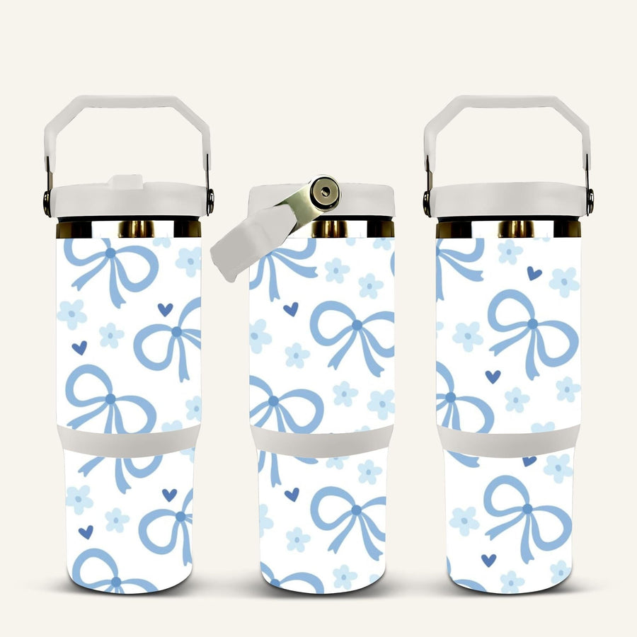 Blue Bows Tumbler with Flip Straw
