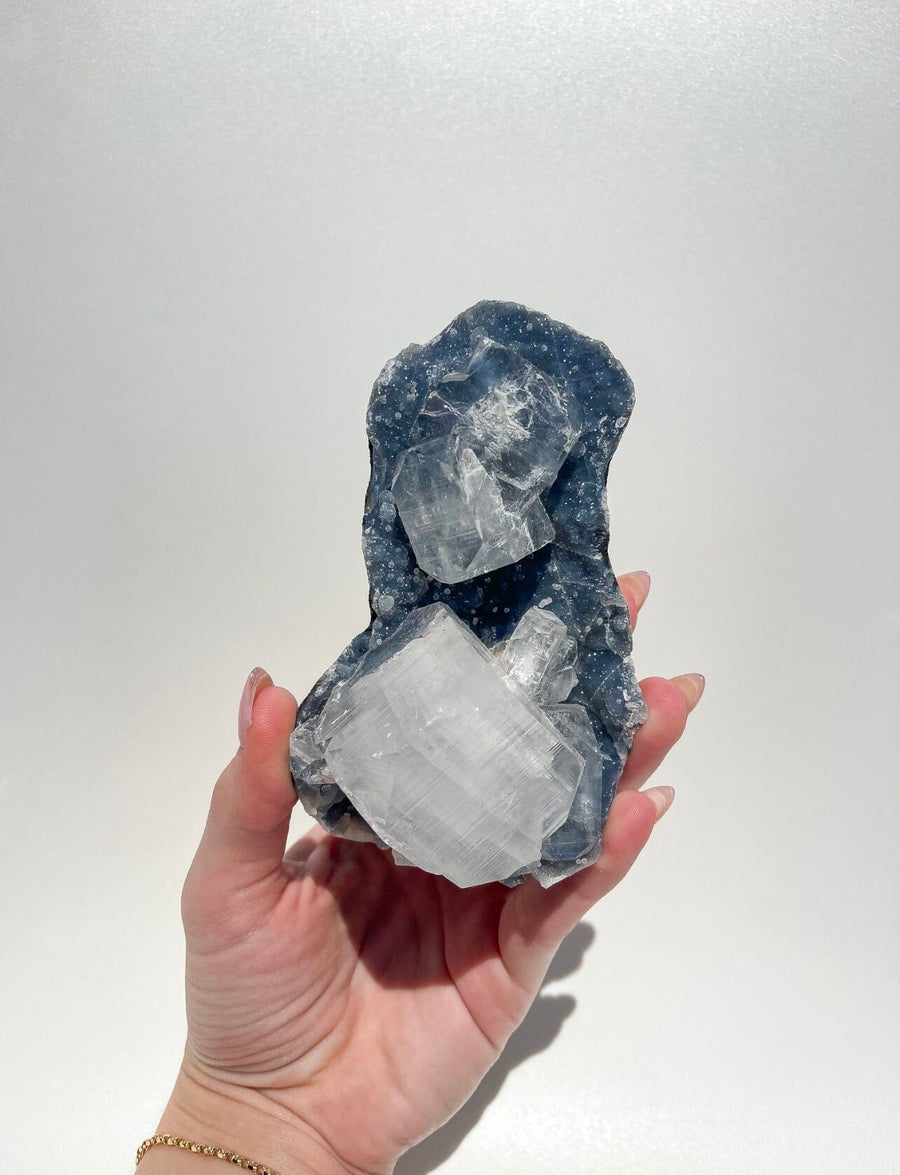 Blue Chalcedony & Apophyllite Cluster (see video) #1