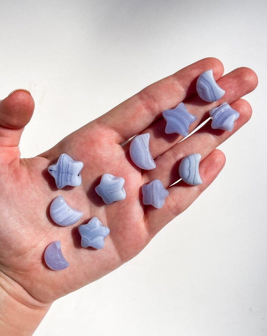 Blue Lace Agate Moon & Star Halo Quartz 