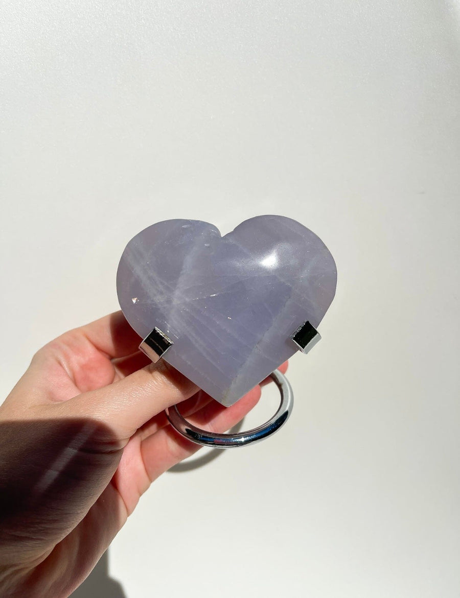 Blue Rose Quartz Heart On Stand #1