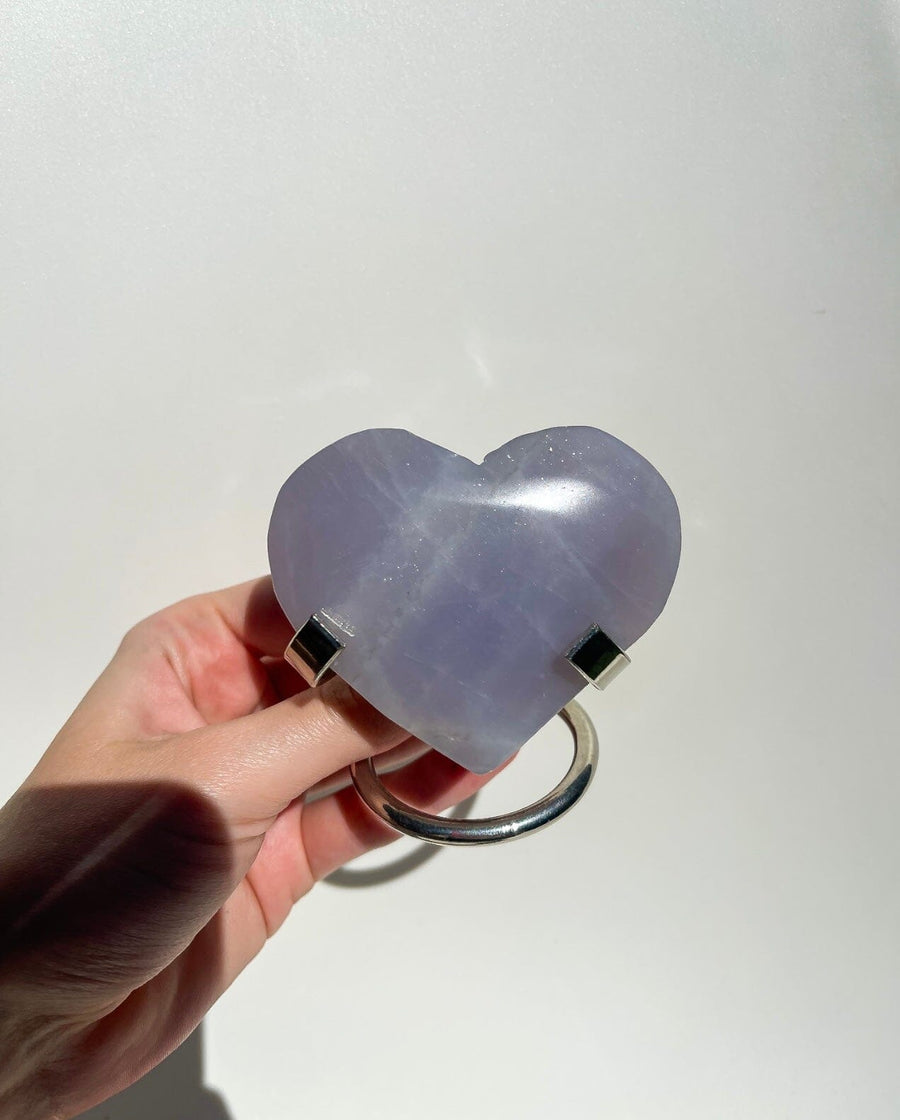 Blue Rose Quartz Heart On Stand #2