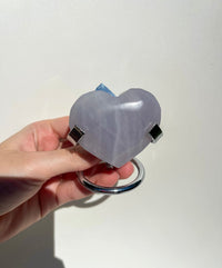 Blue Rose Quartz Heart On Stand #4