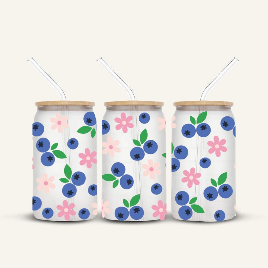 Blueberries Glass Cup *FROSTED*