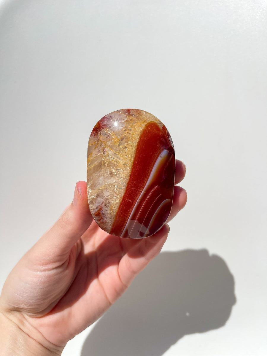 Carnelian Palm #3 Halo Quartz 