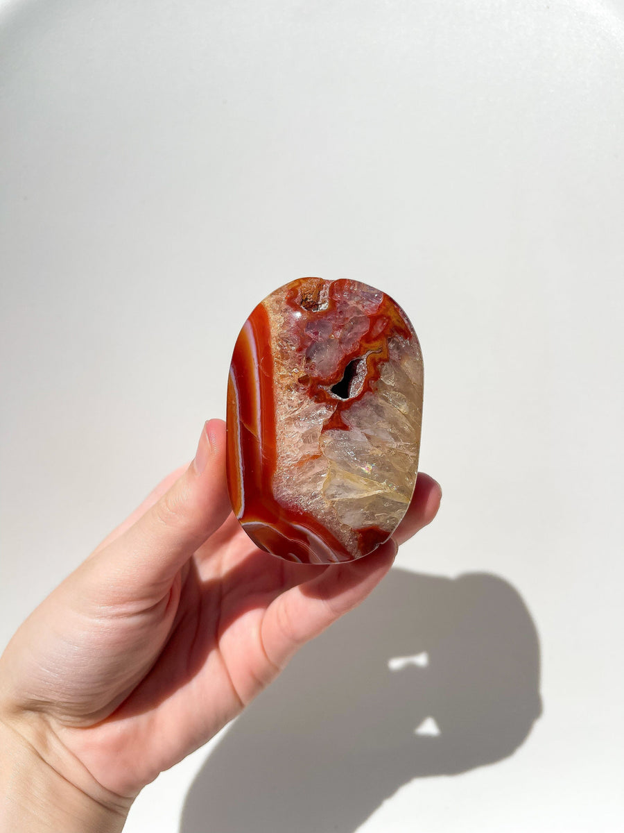Carnelian Palm #3 Halo Quartz 