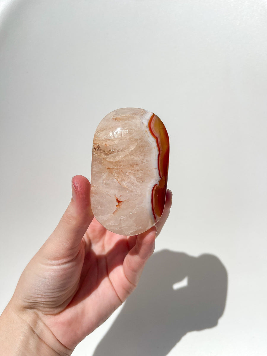 Carnelian Palm #6 Halo Quartz 