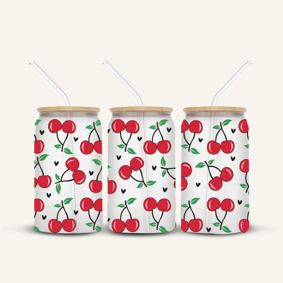 Cherries Glass Cup *FROSTED*