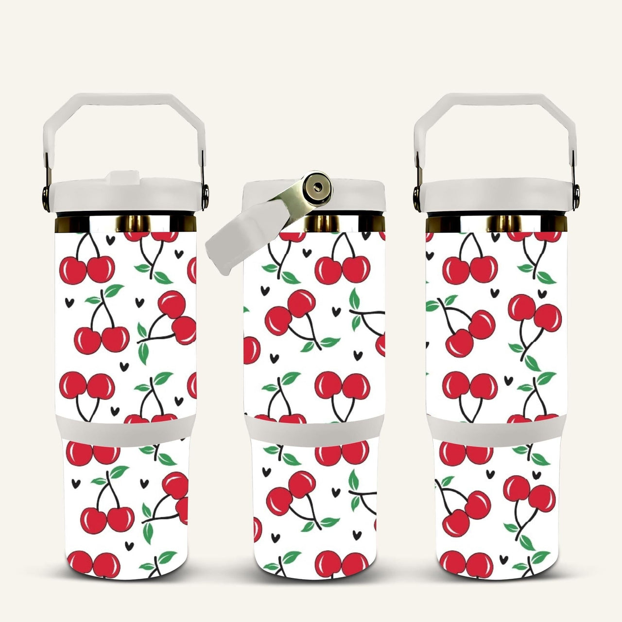 Cherries Tumbler with Flip Straw