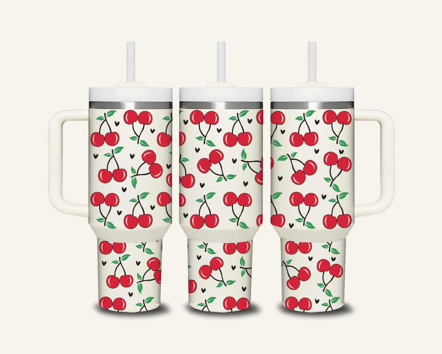 Cherries Tumbler with Side Handle