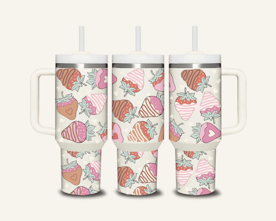 Chocolate Strawberry Tumbler with Side Handle